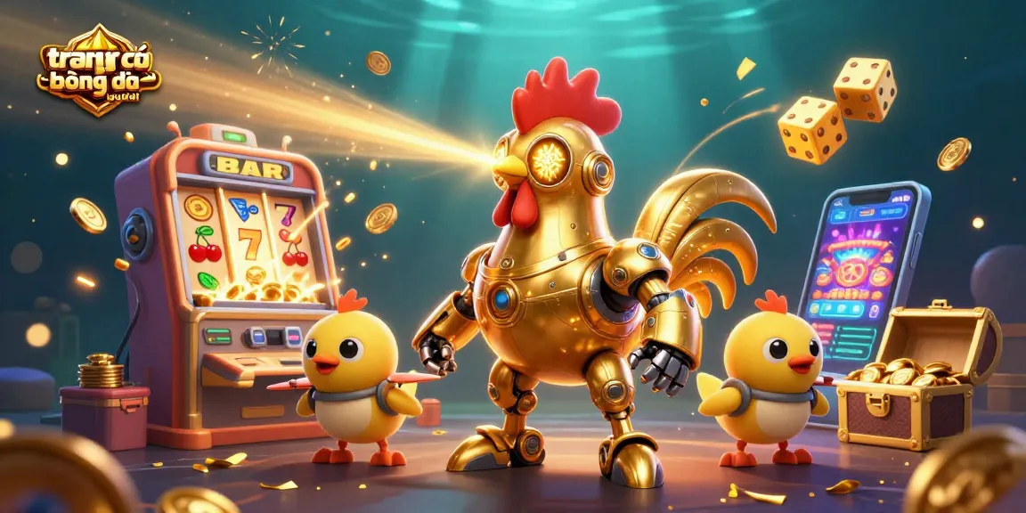 Khám phá trang cá cược bóng đá uy tín với robot gà vàng 3D và trò chơi sôi động.
