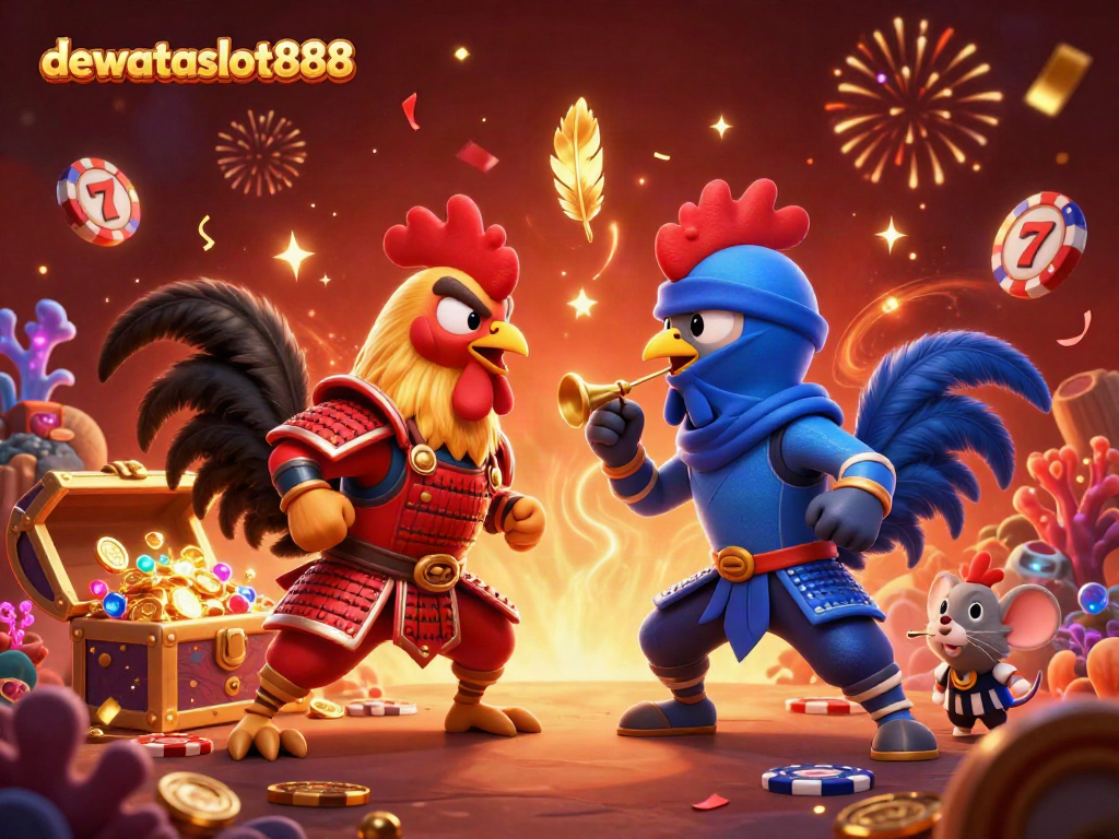 Rasakan sensasi perjudian dengan dewataslot888 dan pertarungan ayam kartun yang dramatis.