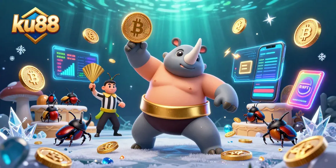 Experience thrilling action with ku88's 3D cartoon beetle champion as coins fly during the match.