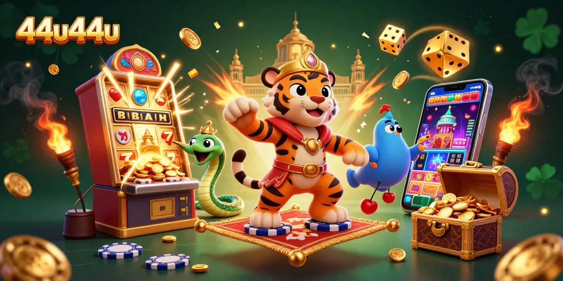 Explore 44u44u em uma ilustração vibrante de um cassino com tema árabe e jackpots incríveis.