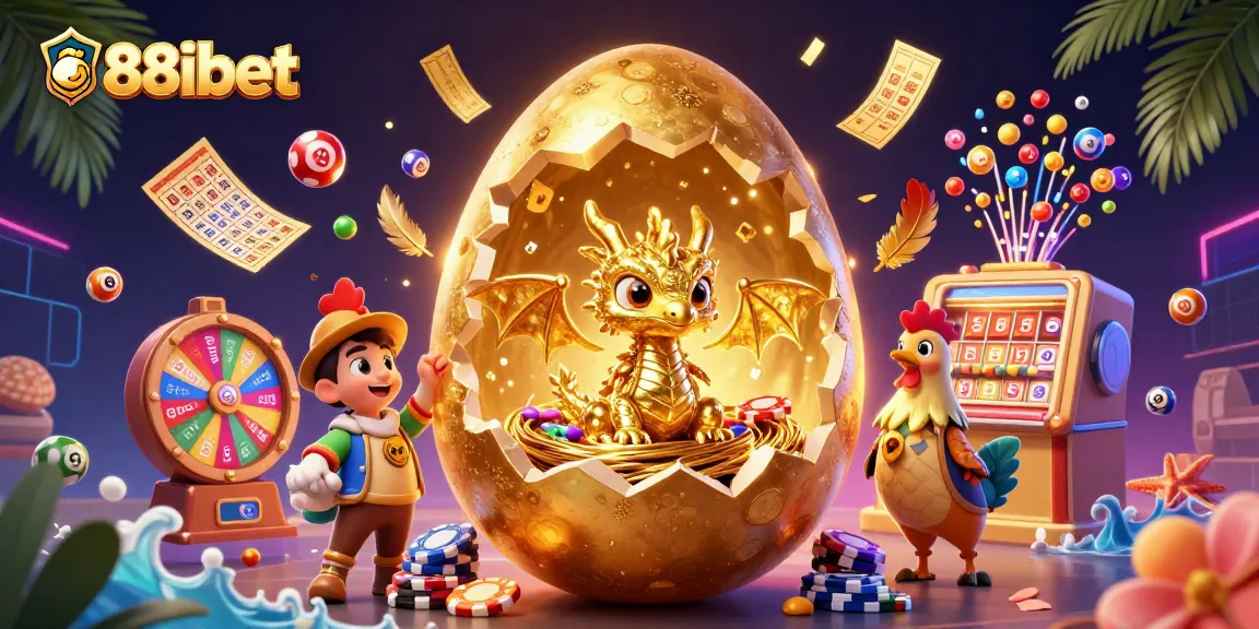 Engage with 88ibet's immersive gaming world featuring a golden dragon and dynamic lottery elements.