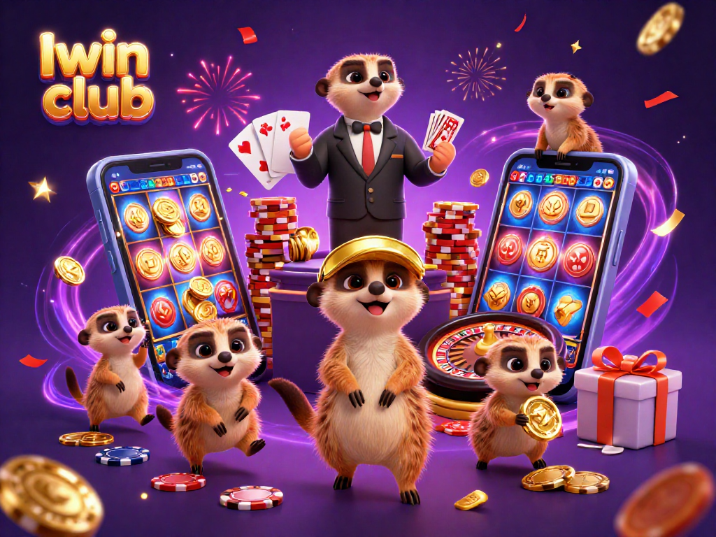 Join the excitement at Iwin club with charming meerkats managing a vibrant casino!