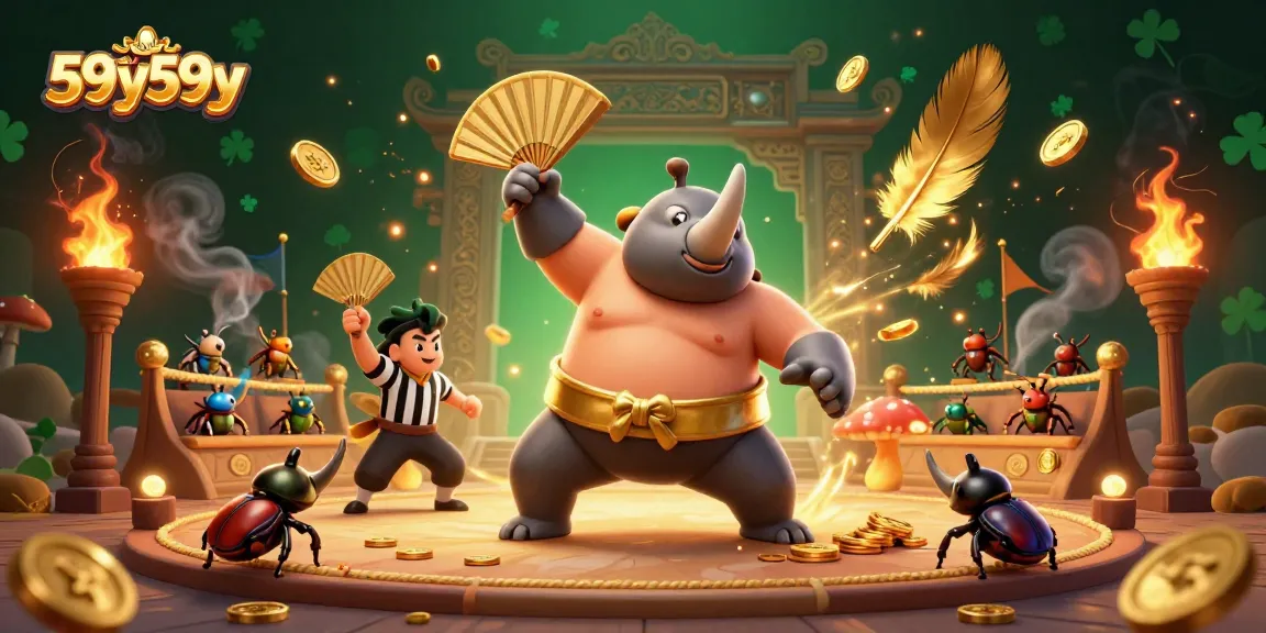Watch the 59y59y gameplay as beetle champions and gold coins collide in a thrilling arena.