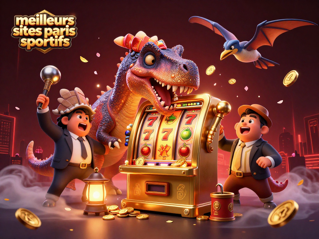 Les meilleurs sites paris sportifs avec des personnages amusants illustrant des gains de machines à sous, mettant en avant l'excitation des paris.