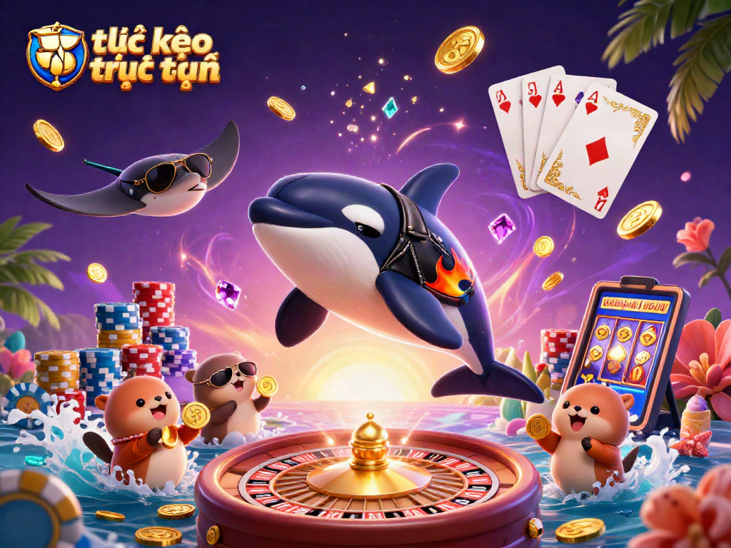 Engage with tỷ lệ kèo trực tuyến through dynamic visuals of underwater characters in a vibrant casino scene.