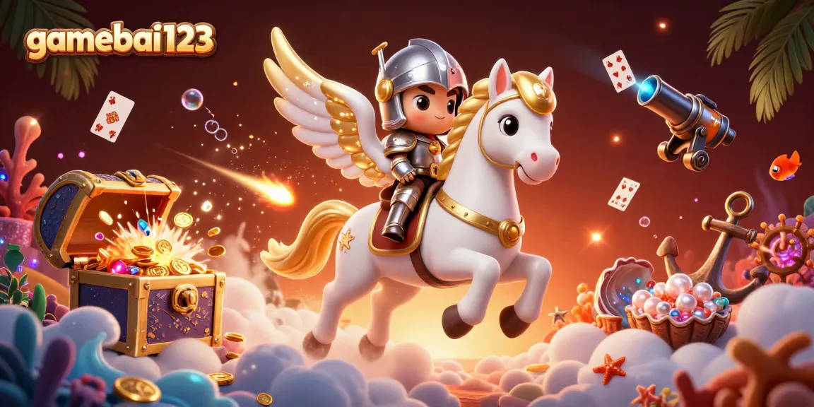 Join the adventure with gamebai123 as our celestial knight encounters treasure and excitement!