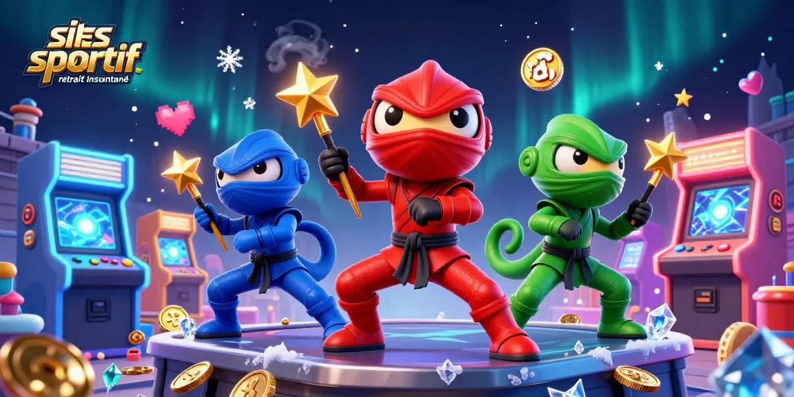 Expérimentez le site paris sportif retrait instantané avec des chameleons ninja en action dans un décor de jeu dynamique.