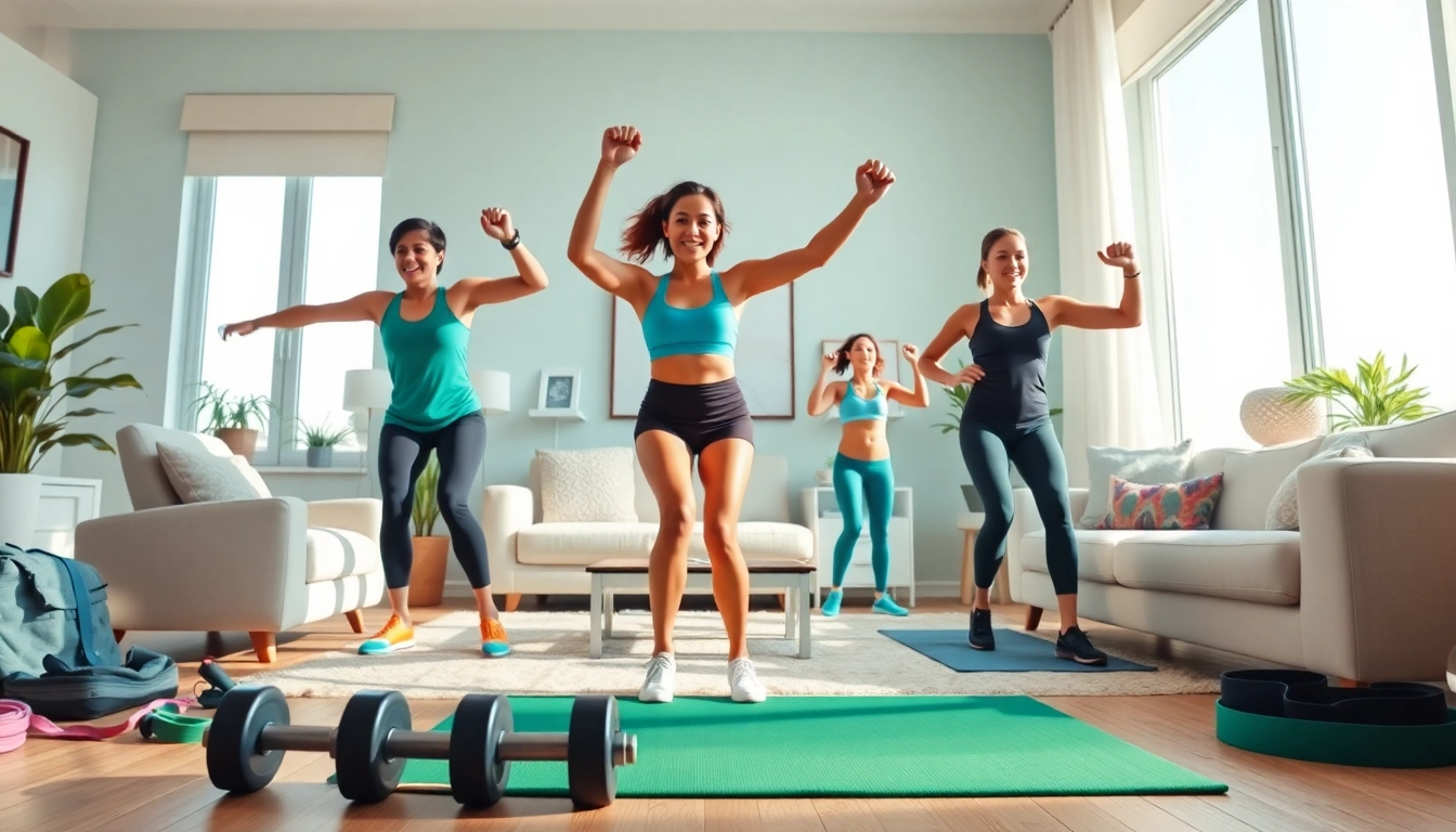 Engaging home workout plans showcased with a fit individual in a sunlit space featuring workout items.