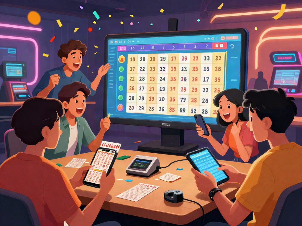 Excited players engaging with toto togel results in a vibrant online lottery gaming scene.
