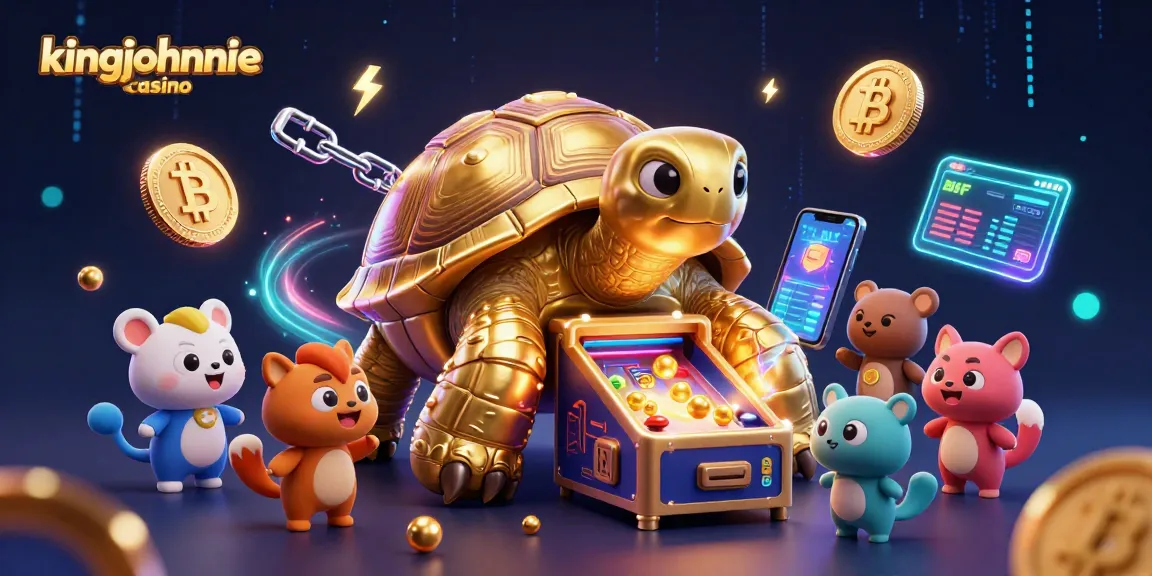 Engage with kingjohnnie casino through this vibrant 3D scene showcasing exciting gaming elements.