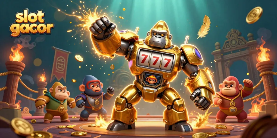Menangkan slot gacor dengan kekuatan transformer gorila emas di arena pertempuran yang dramatis.