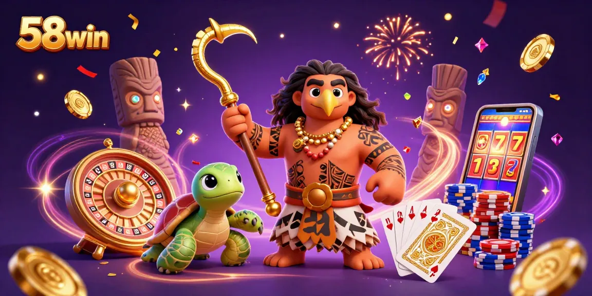 Experience exciting gameplay at 58win with glowing treasures and immersive casino elements.