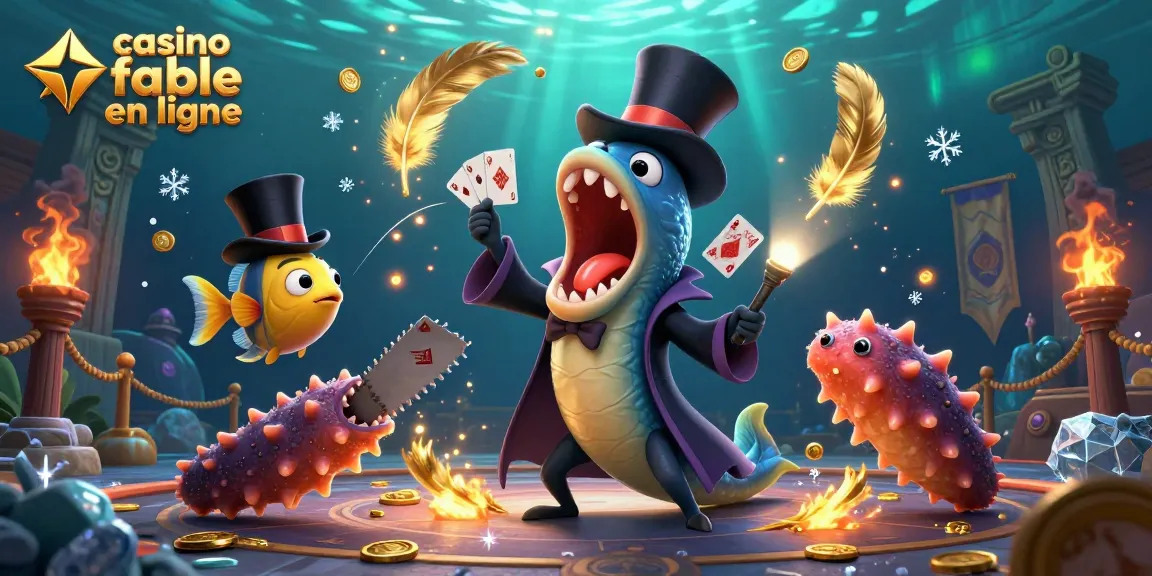 Illustration dynamique offrant un spectacle de casino fiable en ligne avec des créatures marines en magie.