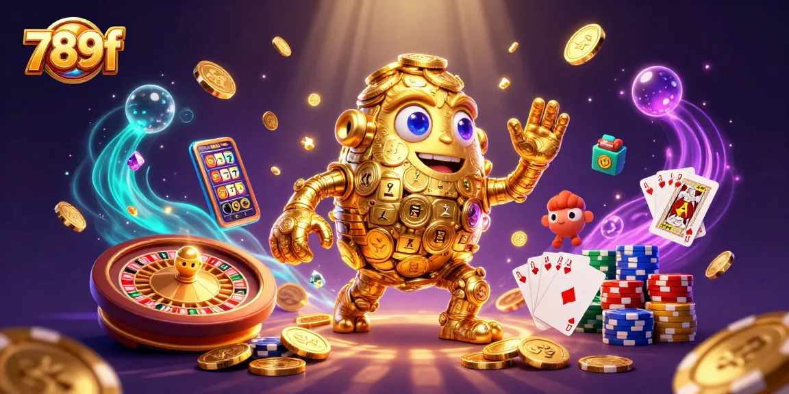 Experience thrilling games at 789f with captivating golden golem and sparkling casino elements.
