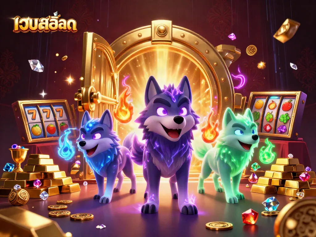 เล่นเกมสล็อตผ่านเว็บสล็อต พร้อมกลุ่มหมาป่าผีในภาพประกอบ 3 มิติ