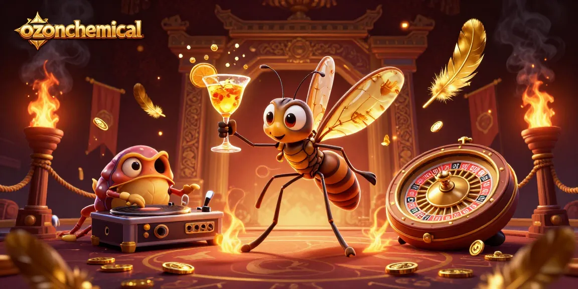 ozonchemical showcases a vibrant casino scene with a golden roulette wheel and dynamic characters.