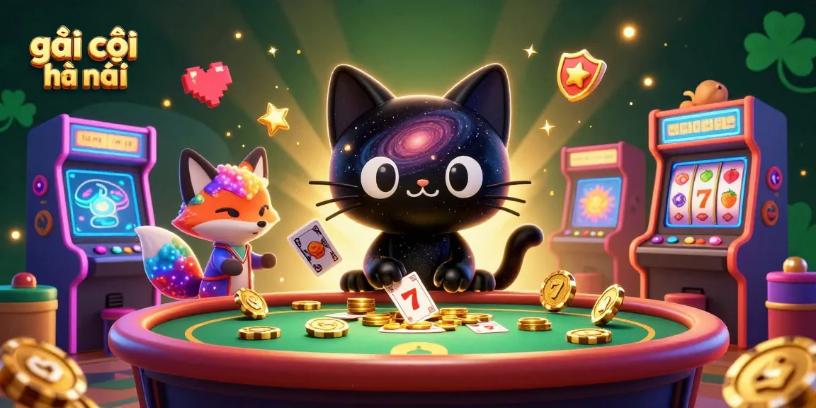 Experience the thrill of gái gọi hà nội at our cosmic casino with golden chips, cards, and vibrant game elements.