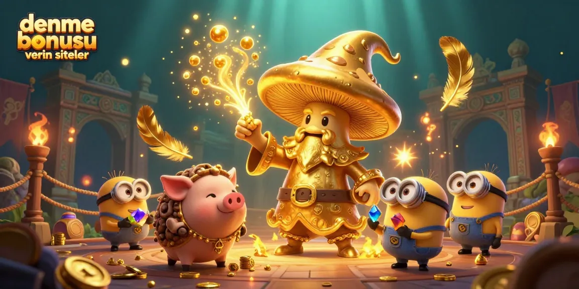Engaging scene illustrating deneme bonusu veren siteler with magical creatures and treasures for online gamblers.