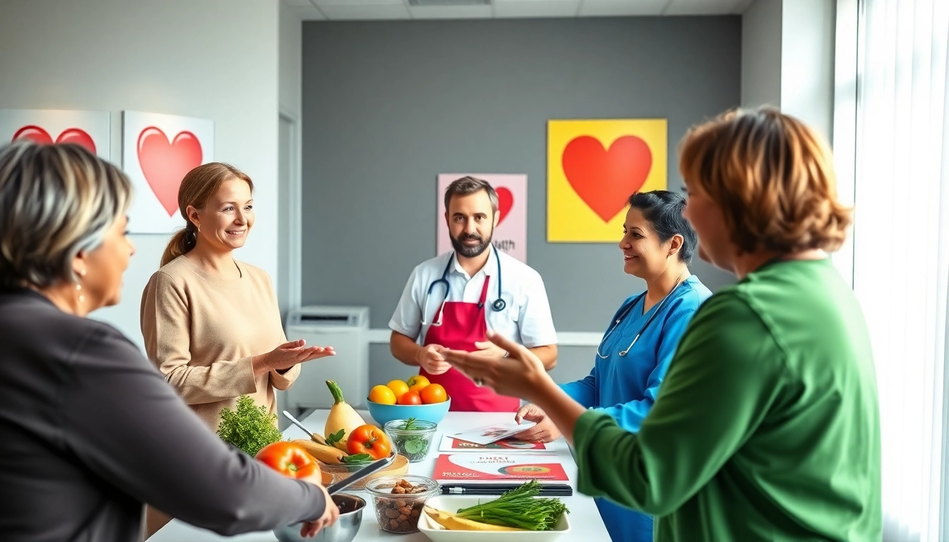 Engaging heart health tips session showcasing diverse participants in a cooking class.